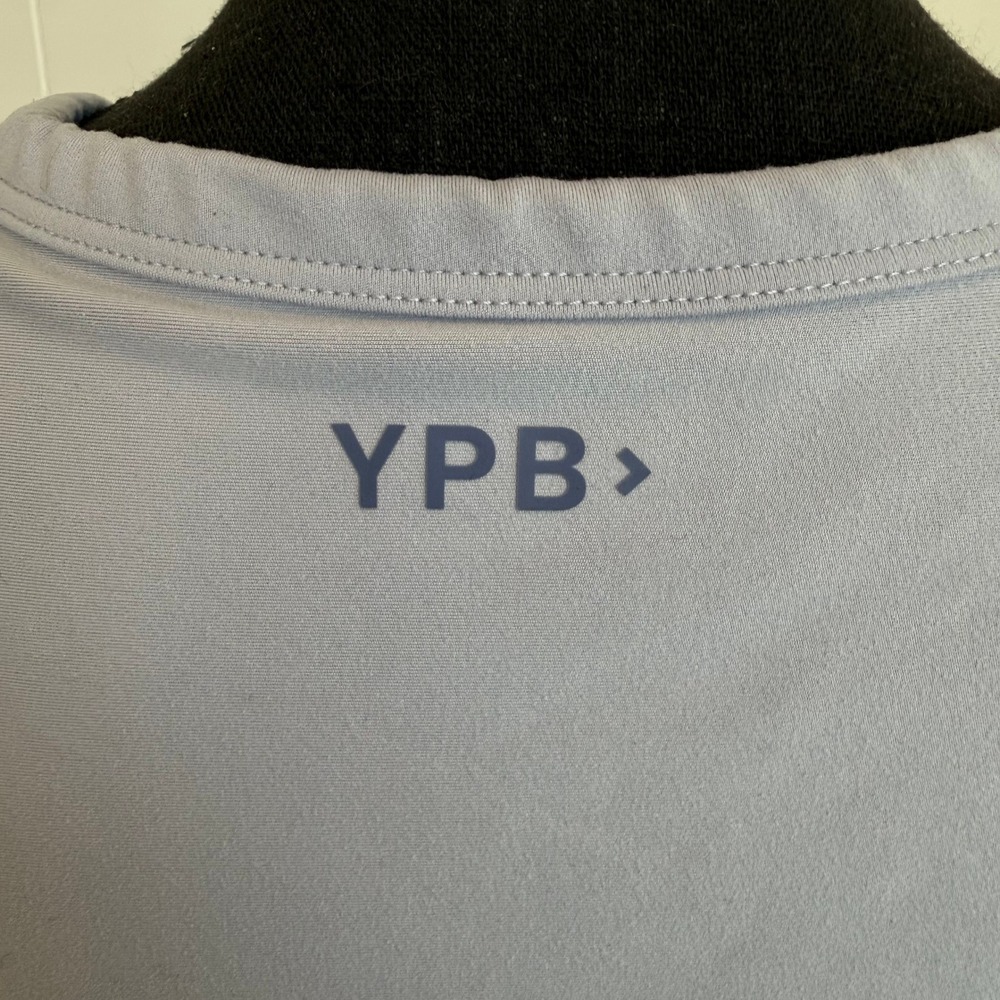 Abercrombie & Fitch YPB Henley Snap Performance Crop Tank Top Blue Grey Large - Picture 5 of 8